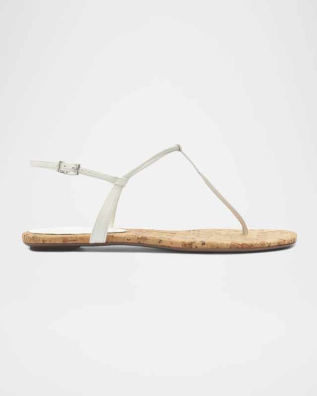 Elsha Leather T-Strap Flat Sandals
